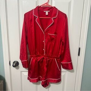 Red Satin Women's Pajama Romper